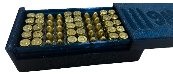 Przejdź do produktu Pudełko / pojemnik na 50 sztuk amunicji 9MM (przesuwana pokrywka)