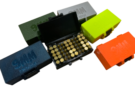 Pudełko / pojemnik na amunicję 9MM (pokrywka na zapięcie)