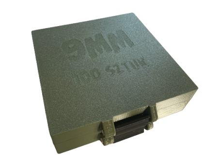 Pudełko / pojemnik na amunicję 9MM (pokrywka na zapięcie)