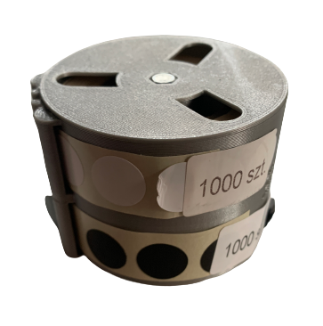 Dyspenser  podwójny / pojemnik na zaklejki do przestrzelin + 2000 szt zaklejek (2 rolki w zestawie)