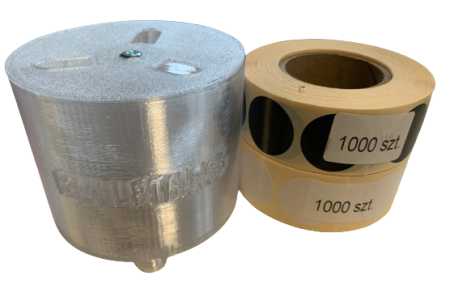 Dyspenser  podwójny / pojemnik na zaklejki do przestrzelin + 2000 szt zaklejek (2 rolki w zestawie)