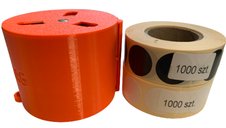 Dyspenser  podwójny / pojemnik na zaklejki do przestrzelin + 2000 szt zaklejek (2 rolki w zestawie)