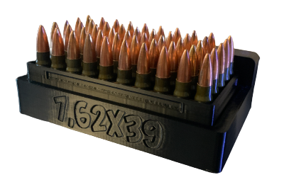 Uchwyt + pudełko / pojemnik na 50 sztuk amunicji kaliber 7.62 x 39 (komplet)
