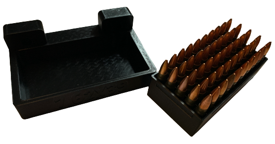 Uchwyt + pudełko / pojemnik na 50 sztuk amunicji kaliber 7.62 x 39 (komplet)