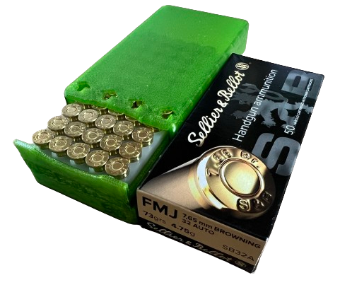Przejdź do produktu Pudełko / pojemnik na amunicję 7,65 Browning / .32 AUTO do wkładek S&B (przesuwana pokrywka)