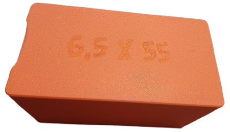 Pudełko / pojemnik na amunicję 6,5x55 (przesuwana pokrywka)