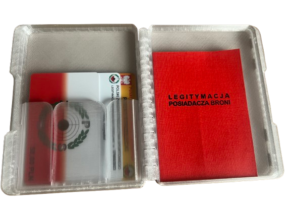 Etui na dokumenty z mocowaniem do szafy (pozwolenie na broń, dowód osobisty, kartę)