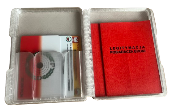 Etui na dokumenty z mocowaniem do szafy (pozwolenie na broń, dowód osobisty, kartę)