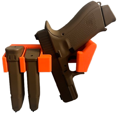 Uchwyt UNIWERSALNY na broń krótką (również z latarką/kolimatorem) i magazynek / magazynki 9mm (mocowanie BOKIEM)