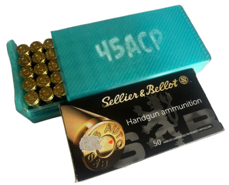 Pudełko / pojemnik na amunicję .45ACP do wkładek S&B (przesuwana pokrywka)