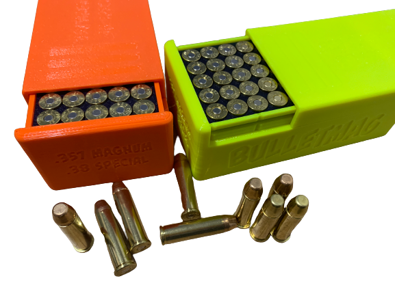 Pudełko / pojemnik na amunicję 357 MAGNUM / 38 SPECIAL (przesuwana pokrywka)